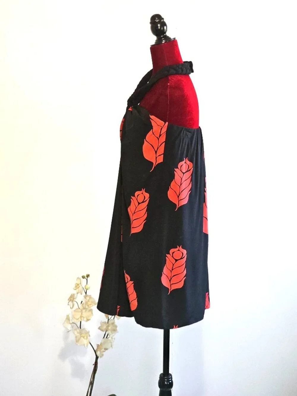 NWT Temperley London Women's Red Black Floral Silk Halter Neck Dress Size 6 2338 - Picture 6 of 13